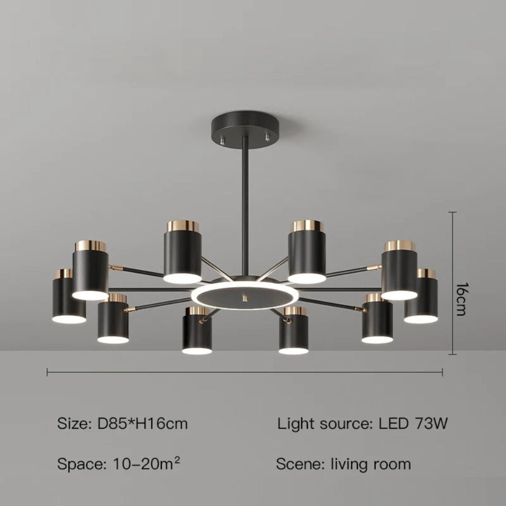 Lustre Rétro à Led en Métal Noir Spots Cylindres Loft - Lumiine