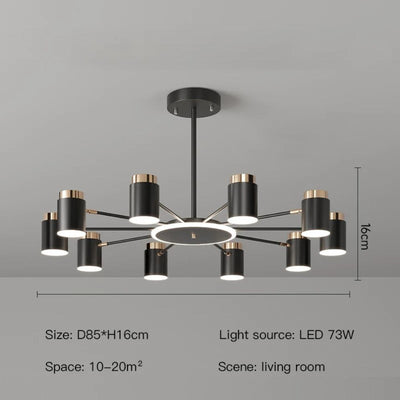 Lustre Rétro à Led en Métal Noir Spots Cylindres Loft - Lumiine