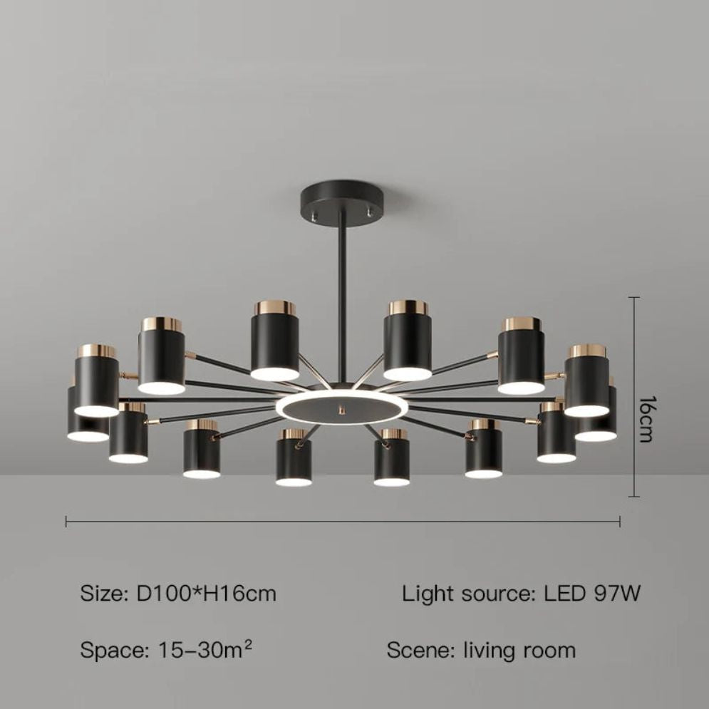Lustre Rétro à Led en Métal Noir Spots Cylindres Loft - Lumiine