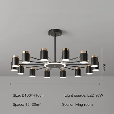 Lustre Rétro à Led en Métal Noir Spots Cylindres Loft - Lumiine