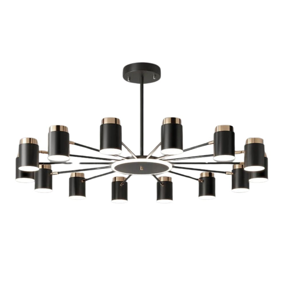 Lustre Rétro à Led en Métal Noir Spots Cylindres Loft - Lumiine