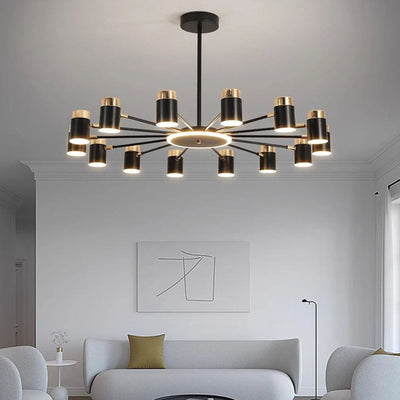 Lustre Rétro à Led en Métal Noir Spots Cylindres Loft - Lumiine