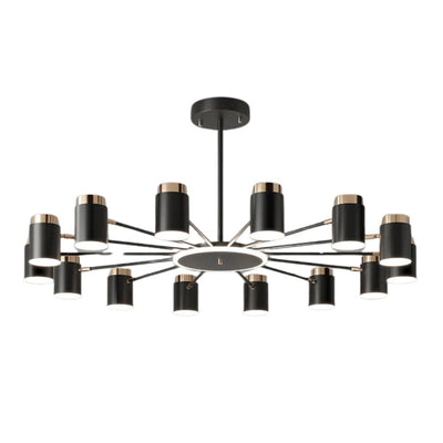 Lustre Rétro à Led en Métal Noir Spots Cylindres Loft - Lumiine