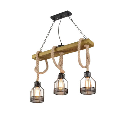 Lustre Rétro en Corde de Chanvre pour Restaurant Bar Café - Lumiine