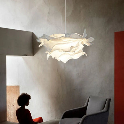 Lustre Rétro en Papier Pétale pour Décoration Intérieure - Lumiine