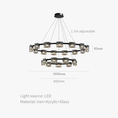 Lustre Rond à Spots en Verre Fumé Strié Moderne - Lumiine