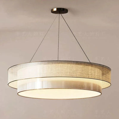 Lustre Rond en Tissu Style Wabi Sabi - Lumiine
