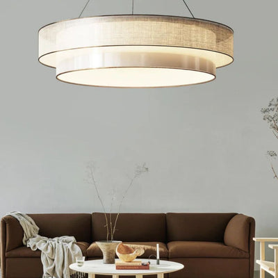 Lustre Rond en Tissu Style Wabi Sabi - Lumiine
