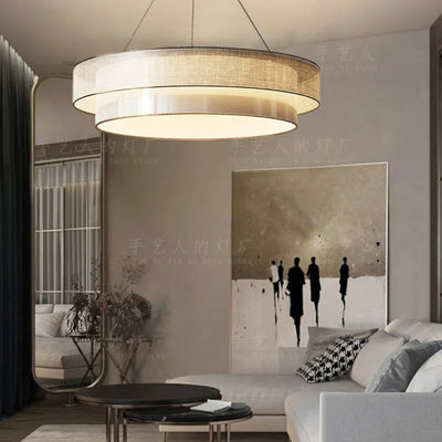 Lustre Rond en Tissu Style Wabi Sabi - Lumiine
