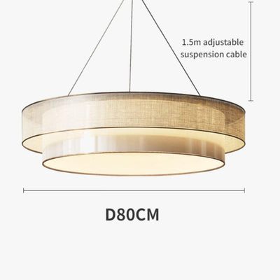 Lustre Rond en Tissu Style Wabi Sabi - Lumiine

