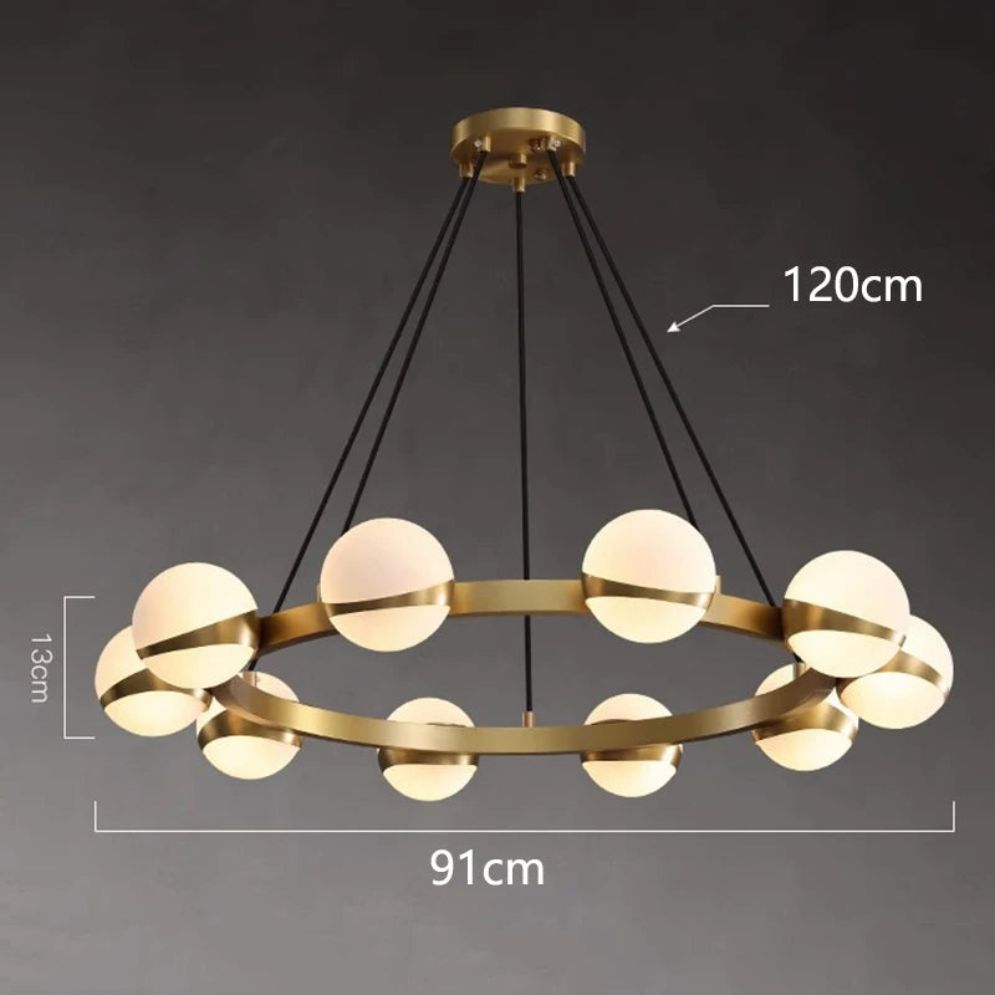 Lustre Rond en Verre et en Métal à LED - Lumiine