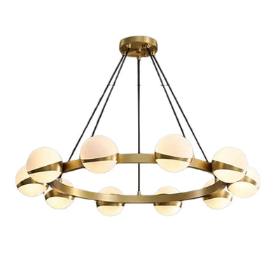 Lustre Rond en Verre et en Métal à LED - Lumiine