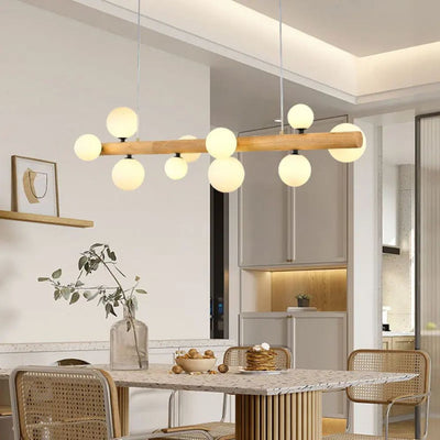 Lustre Rustique Led en Bois Style Country - Lumiine