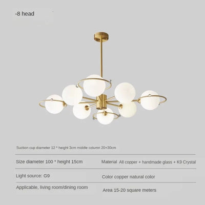 Lustre Scandinave 6 ou 8 ou 10 Lumières LED Design Moderne - Lumiine