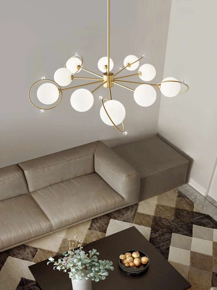 Lustre Scandinave 6 ou 8 ou 10 Lumières LED Design Moderne - Lumiine