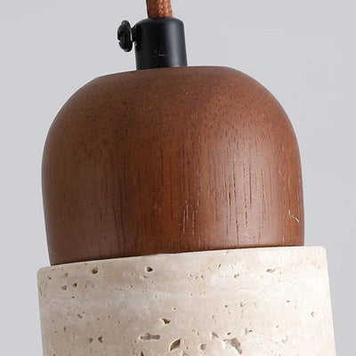 Lustre Suspendu Led Rétro avec Pierre Naturelle Vintage