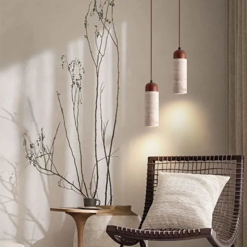 Lustre Suspendu Led Rétro avec Pierre Naturelle Vintage