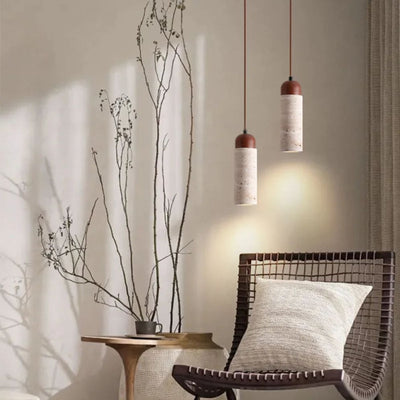 Lustre Suspendu Led Rétro avec Pierre Naturelle Vintage