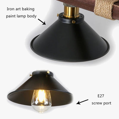 Lustre Suspendu Vintage en Corde de Cuisine Industriel Rétro Loft - Lumiine