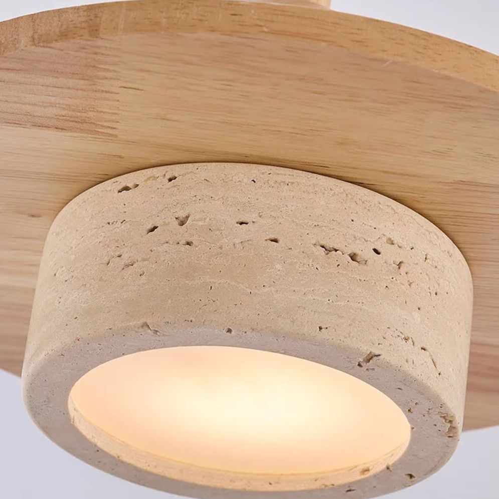 Lustre Suspendu Vintage en Pierre Naturelle avec Led - Lumiine