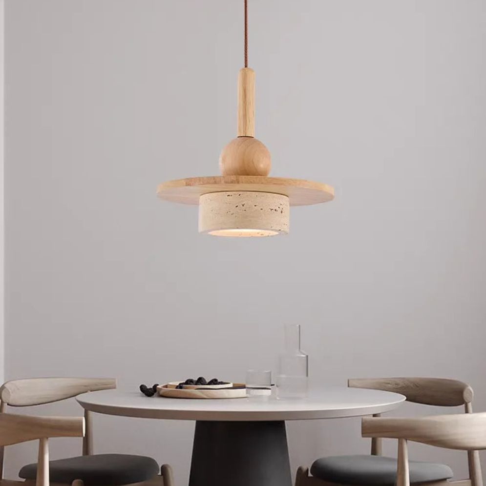 Lustre Suspendu Vintage en Pierre Naturelle avec Led - Lumiine