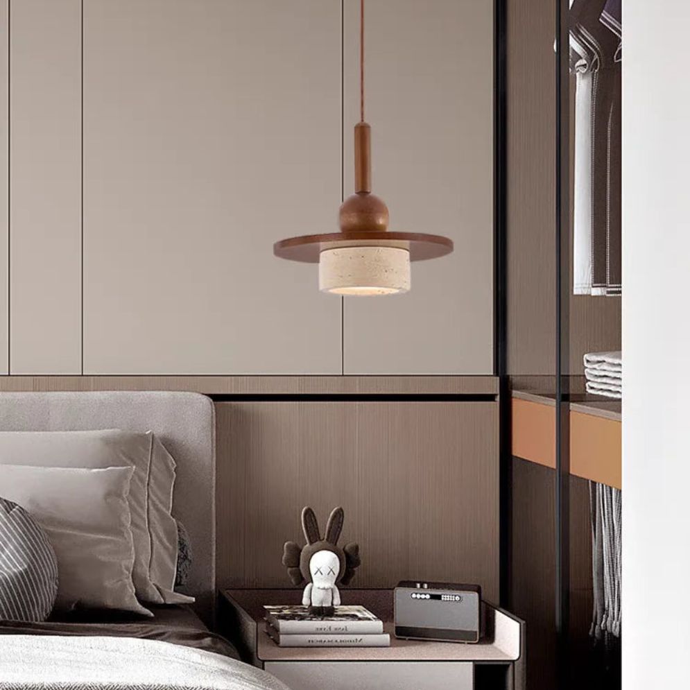 Lustre Suspendu Vintage en Pierre Naturelle avec Led - Lumiine