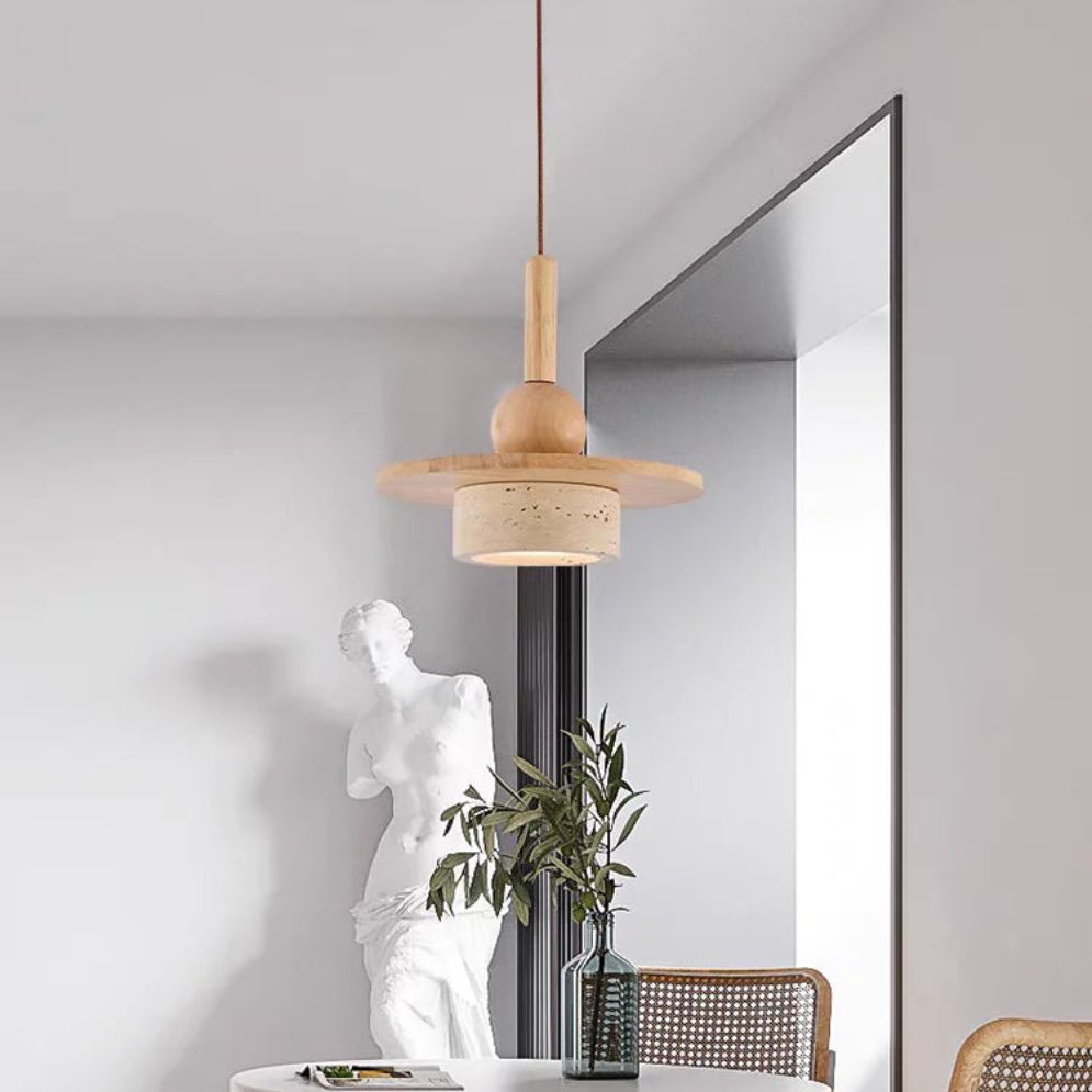 Lustre Suspendu Vintage en Pierre Naturelle avec Led - Lumiine
