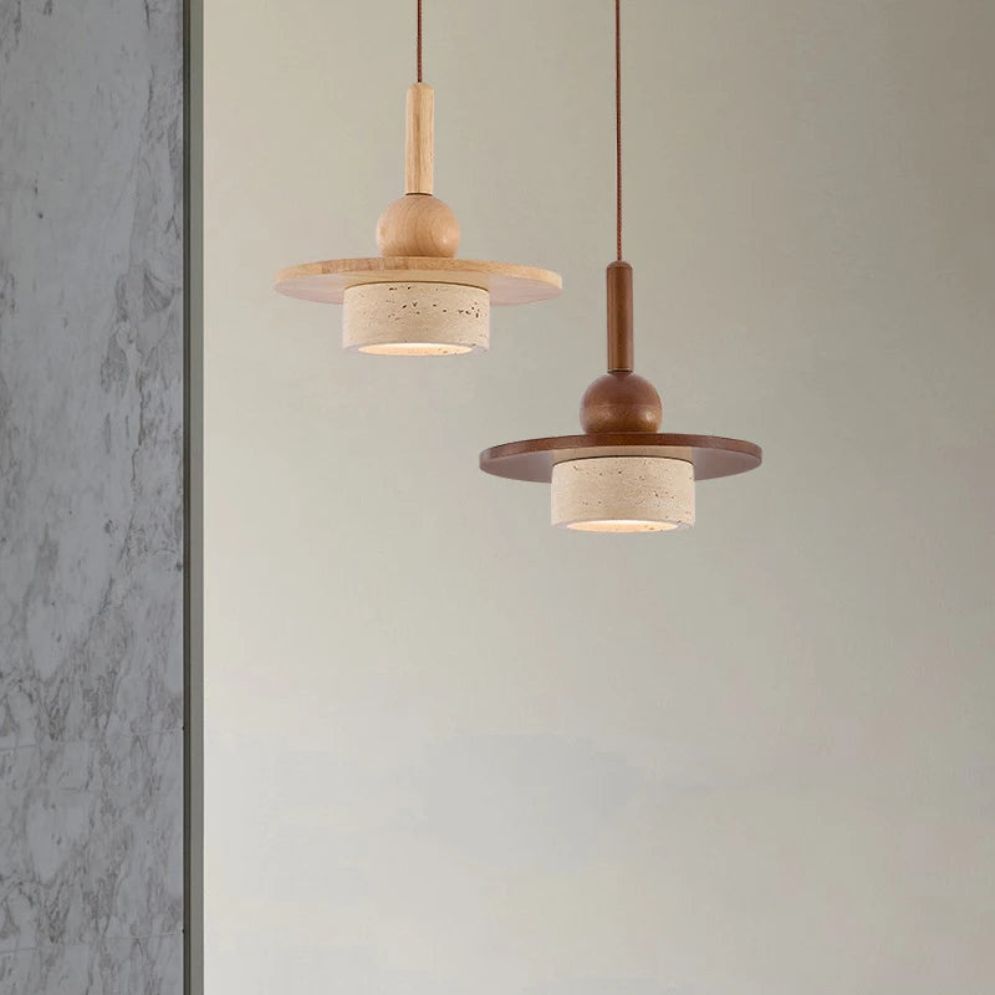 Lustre Suspendu Vintage en Pierre Naturelle avec Led - Lumiine