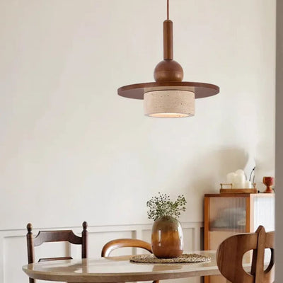Lustre Suspendu Vintage en Pierre Naturelle avec Led