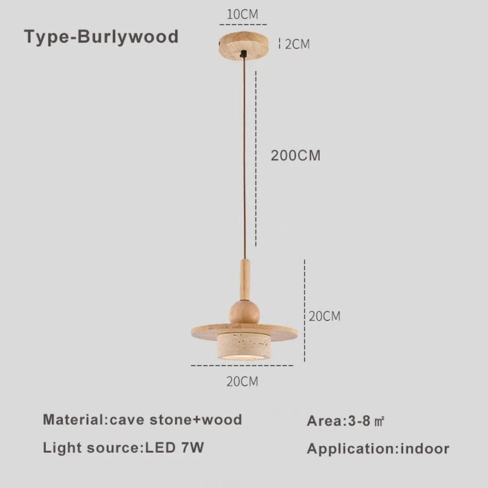 Lustre Suspendu Vintage en Pierre Naturelle avec Led