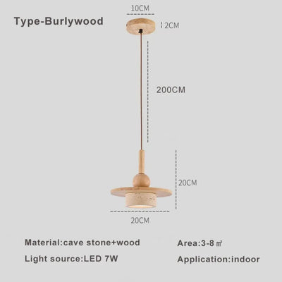 Lustre Suspendu Vintage en Pierre Naturelle avec Led