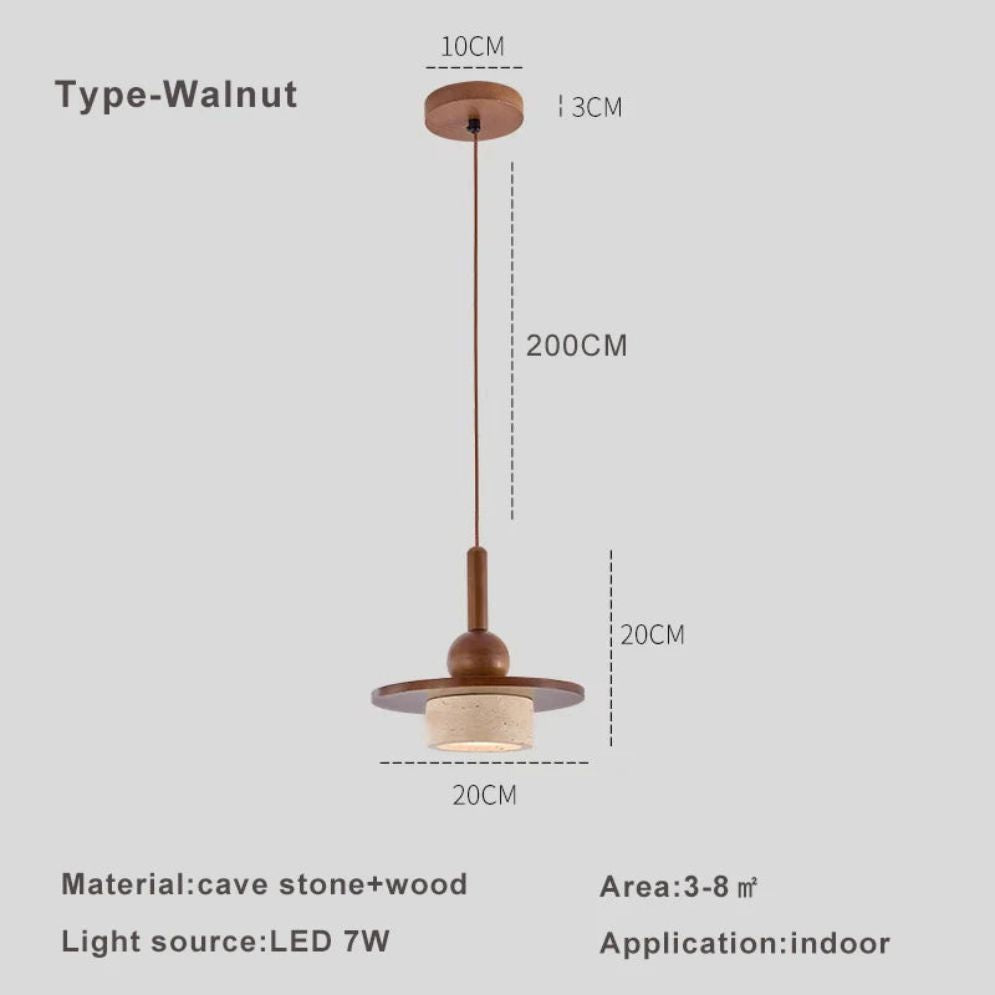 Lustre Suspendu Vintage en Pierre Naturelle avec Led