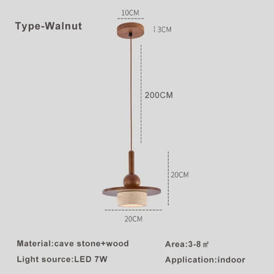 Lustre Suspendu Vintage en Pierre Naturelle avec Led