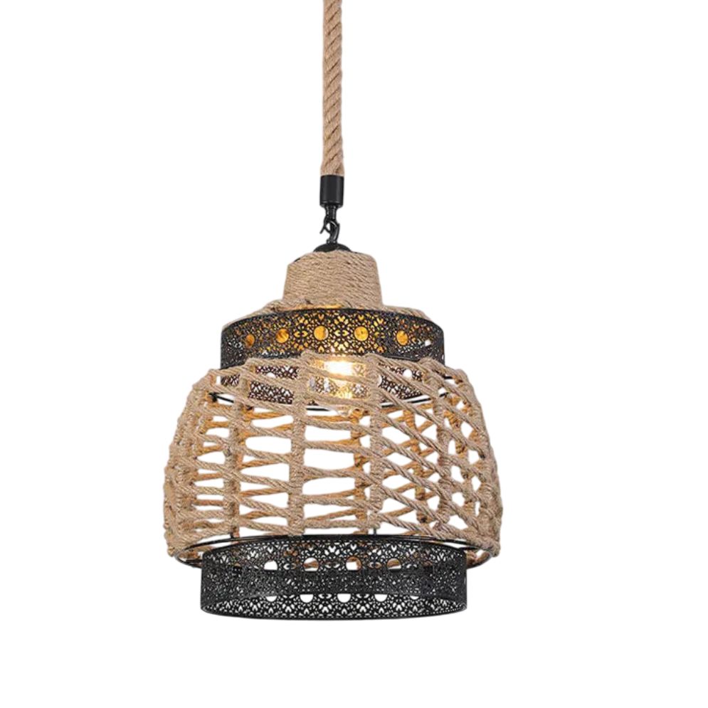 Lustre Vintage en Corde de Chanvre Réglable pour Restaurant - Lumiine