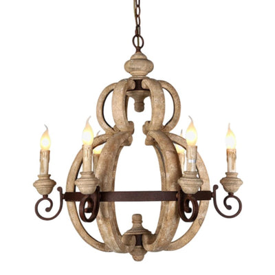 Lustre Vintage Français en Bois Massif Style Nordique - Lumiine