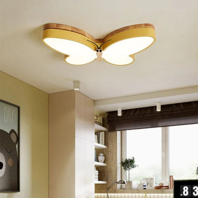 Moderne Bois Papillon Plafonnier Led Chambre Garçons Filles - Lumiine
