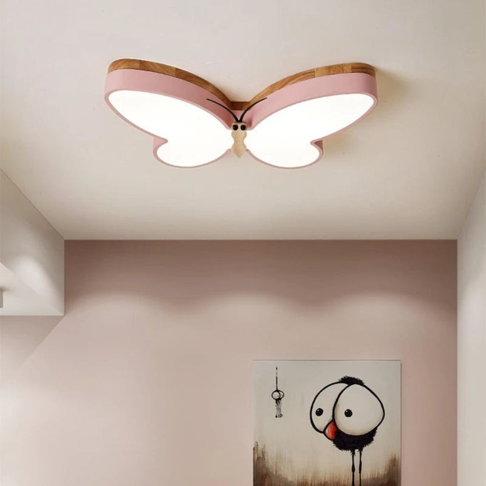Moderne Bois Papillon Plafonnier Led Chambre Garçons Filles - Lumiine