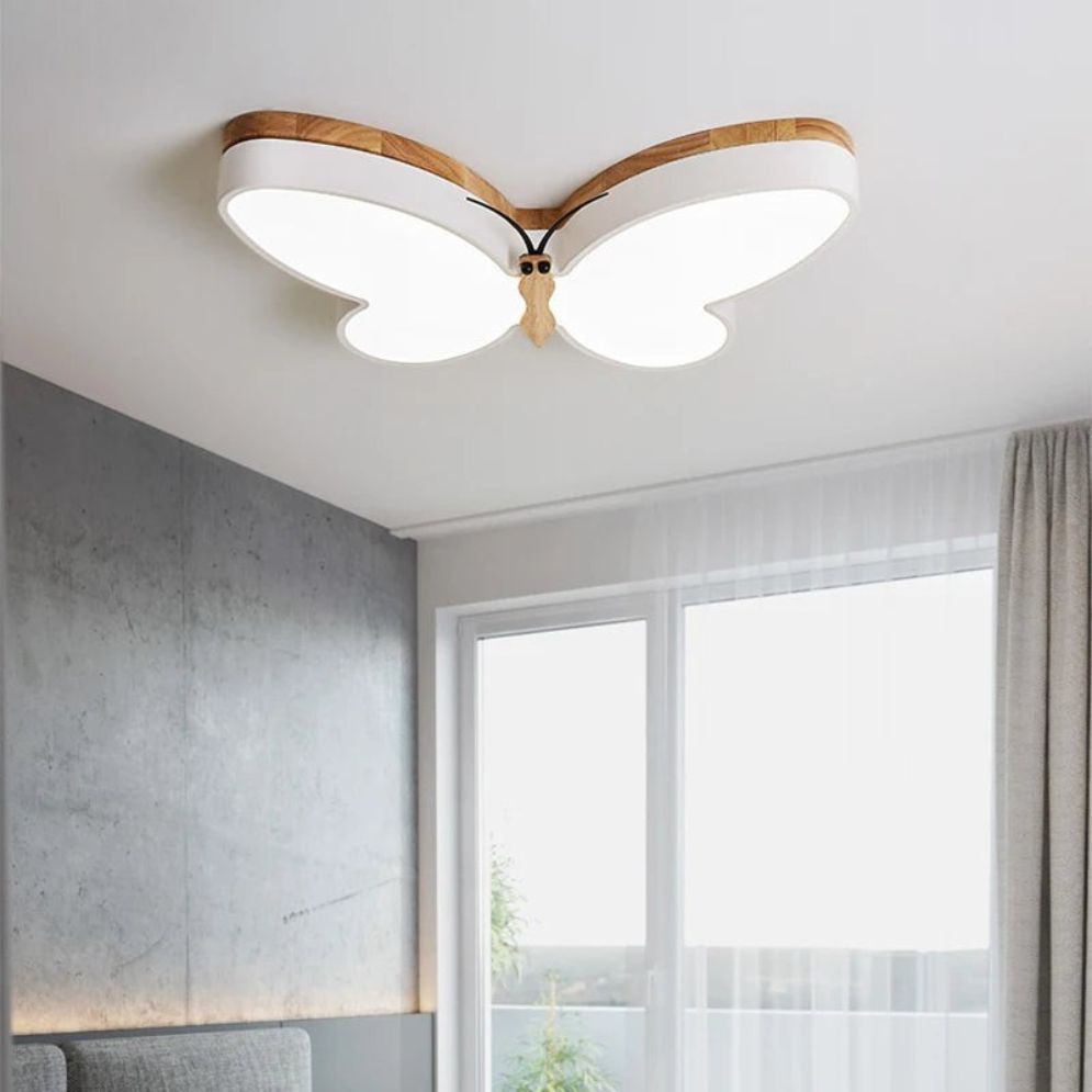Moderne Bois Papillon Plafonnier Led Chambre Garçons Filles - Lumiine