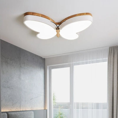Moderne Bois Papillon Plafonnier Led Chambre Garçons Filles - Lumiine