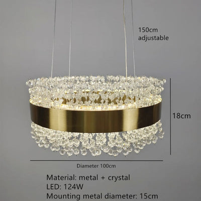 Lustre Nordique Lumière Luxe Salon Led en Cristal Moderne
