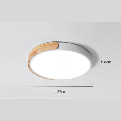 Nordique Moderne Noyer Bois Texture Led Plafonnier pour Chambre - Lumiine