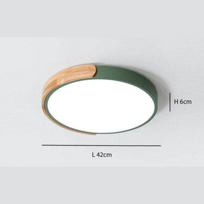 Nordique Moderne Noyer Bois Texture Led Plafonnier pour Chambre - Lumiine