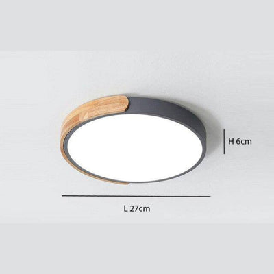Nordique Moderne Noyer Bois Texture Led Plafonnier pour Chambre - Lumiine