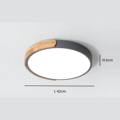 Nordique Moderne Noyer Bois Texture Led Plafonnier pour Chambre - Lumiine