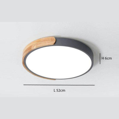 Nordique Moderne Noyer Bois Texture Led Plafonnier pour Chambre - Lumiine