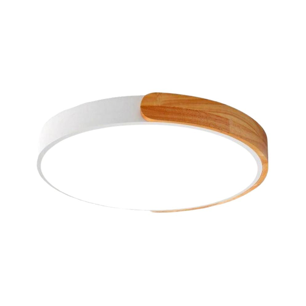 Nordique Moderne Noyer Bois Texture Led Plafonnier pour Chambre - Lumiine