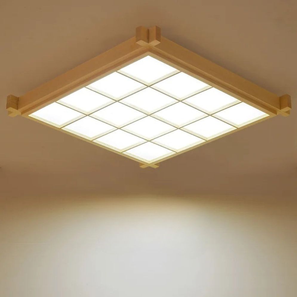 Nouveau Plafonnier Chinois Ultra Mince en Grain de Bois - Lumiine