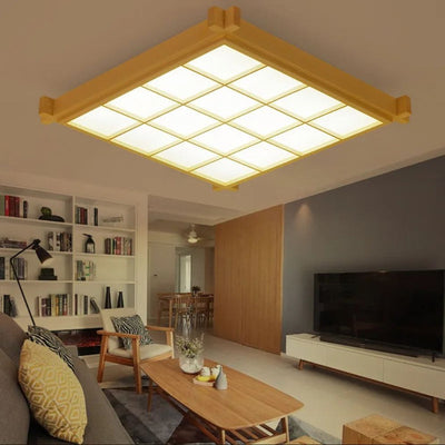 Nouveau Plafonnier Chinois Ultra Mince en Grain de Bois - Lumiine
