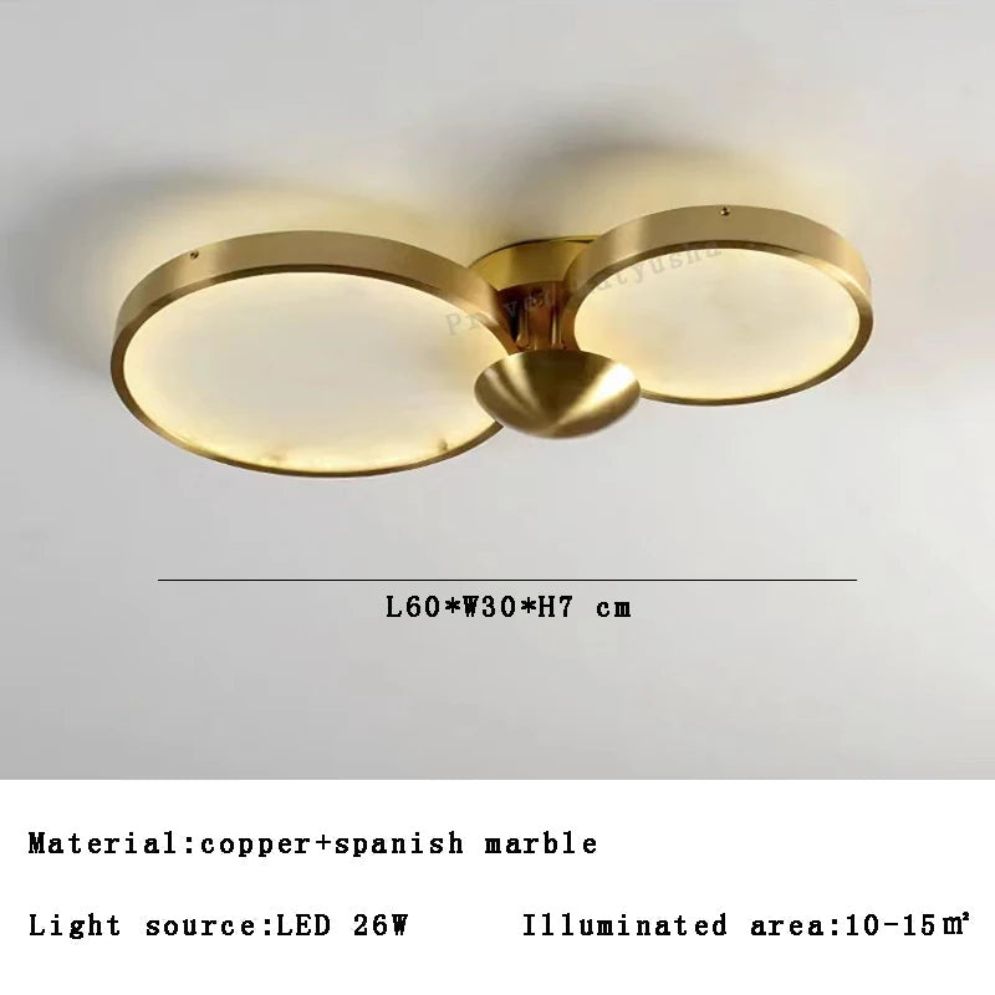 Plafonnier Boule de Marbre Lumière Led Luxe en Laiton Doré - Lumiine