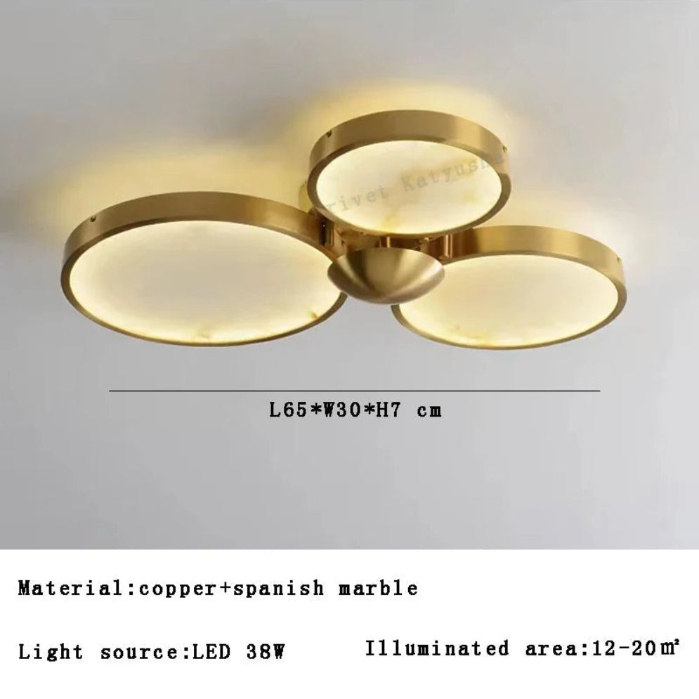 Plafonnier Boule de Marbre Lumière Led Luxe en Laiton Doré - Lumiine
